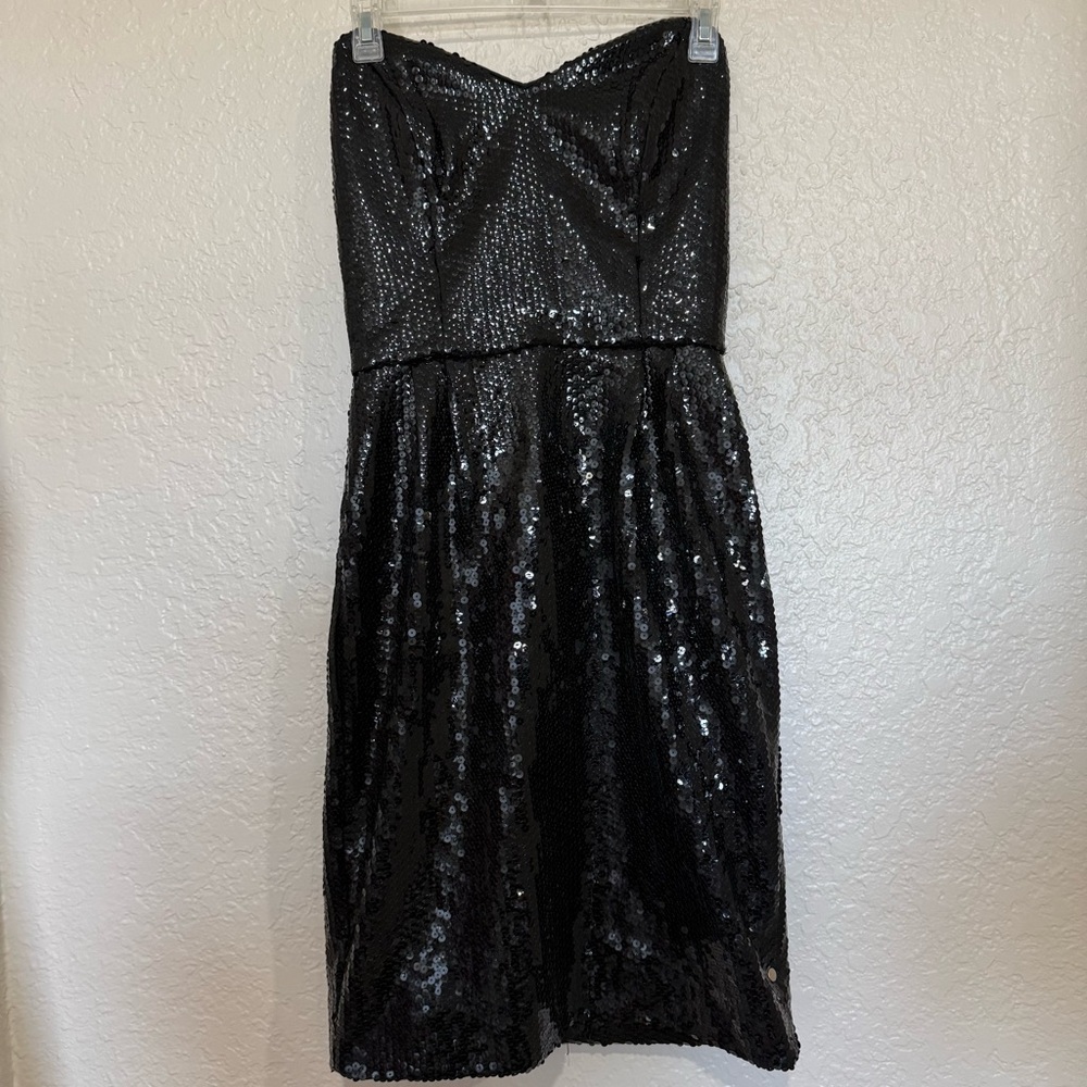 VTG Saks Fifth Avenue Jule Duroche After Five Black Strapless Sequin Dress SZ 12 - Picture 4 of 12